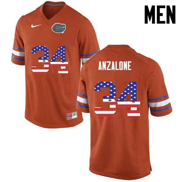 NCAA Florida Gators Alex Anzalone Men's #34 USA Flag Fashion Nike Orange Stitched Authentic College Football Jersey LXR6364TH